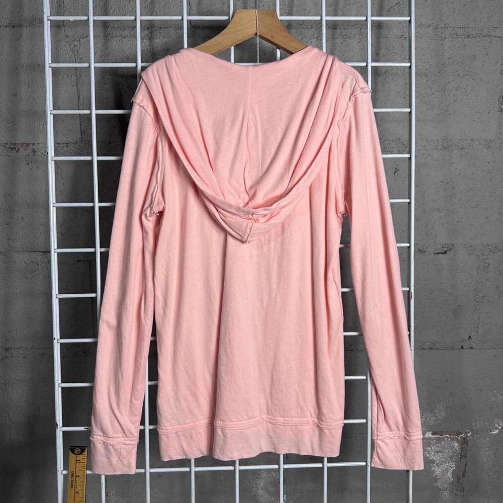 J.Crew Tissue T Pink Cotton Button Front Hoodie Cardigan XS soft lightweight - Picture 5 of 6